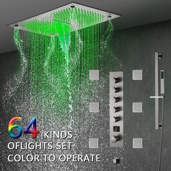Cascada 16"x28" Sorrento Digital Rainfall LED music Shower System - Image 6