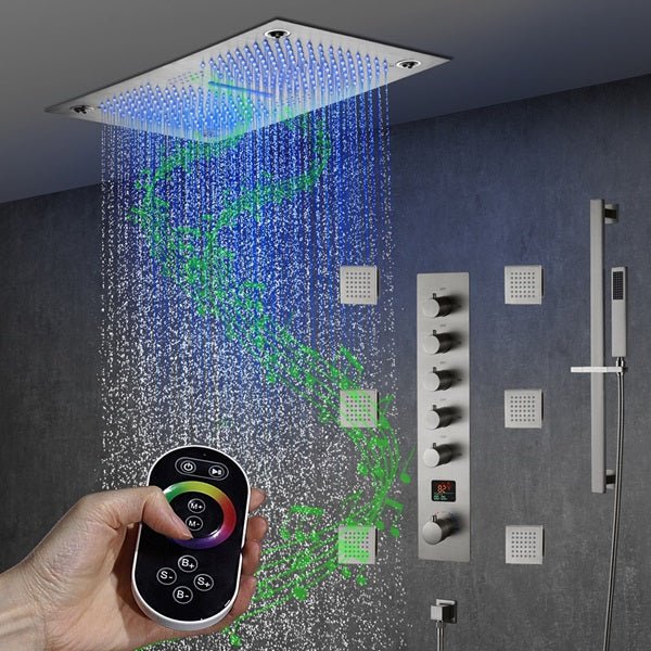 Cascada 16"x28" Sorrento Digital Rainfall LED music Shower System - Image 9