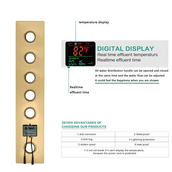 Cascada 16"x28" Sorrento Digital Waterfall Bluetooth LED Shower System - Image 11
