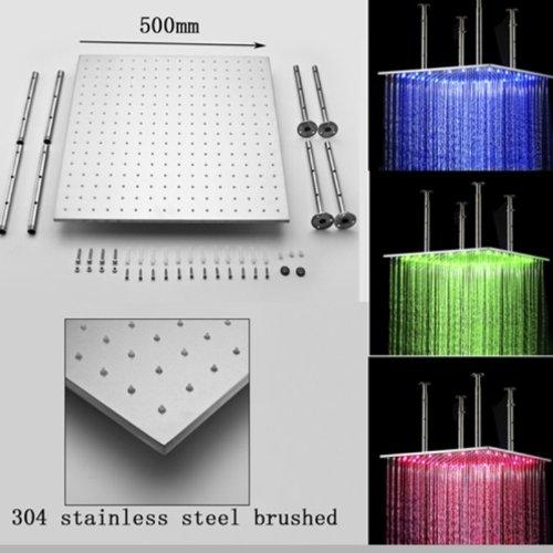 20" Stainless Steel Luxury Square LED Rain Bathroom Shower Head - Image 4