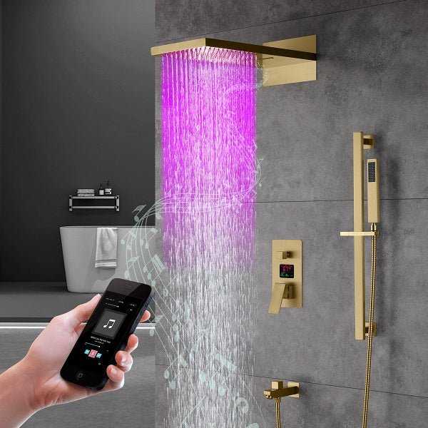 9"x22” Music LED shower set with Valve & LCD Display
