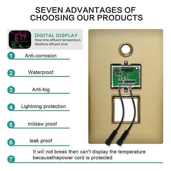 9"x22” Music LED shower set with Valve & LCD Display - Image 7
