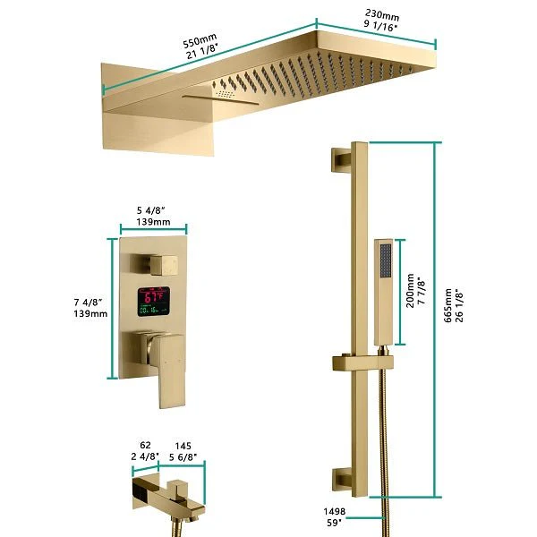 9"x22” Music LED shower set with Valve & LCD Display - Image 8