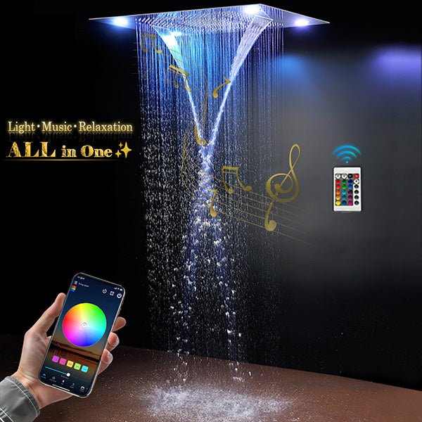 Cascada 23"x31" Recessed Bluetooth Music Shower Head with WiFi Smart LED Control 5 Modes - Image 5