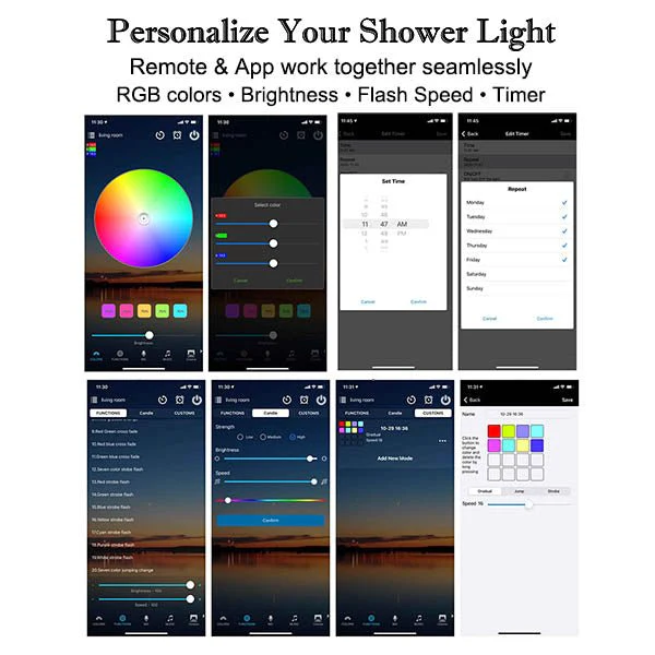 Cascada 23"x31" Recessed Bluetooth Music Shower Head with WiFi Smart LED Control 5 Modes - Image 7