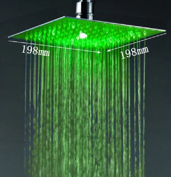 8" Square Rainfall LED Shower Head - Image 2