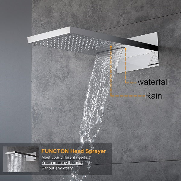 Cascada Amadora 9"x22" Rainfall & Waterfall Shower System Polished Chrome - Image 2
