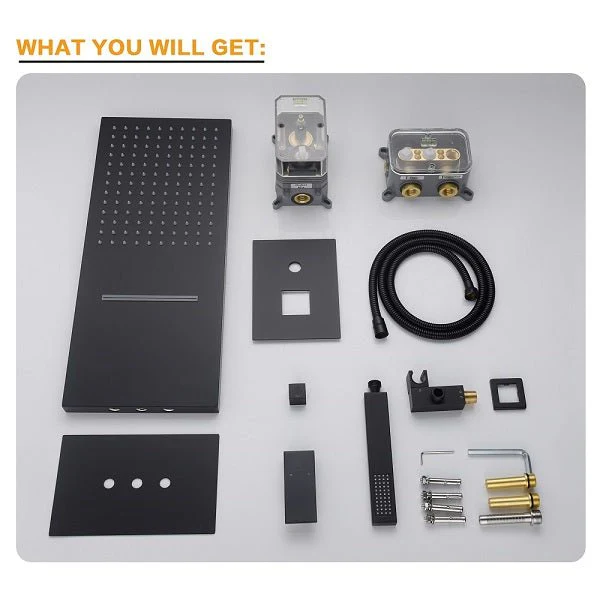 Cascada Amadora 9"x22" Wall-Mounted Rainfall & Waterfall Shower Set Matt Black - Image 5
