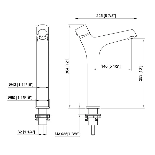 Cascada Andria Vessel Bathroom Sink Faucet (Hot & Cold) - Image 2