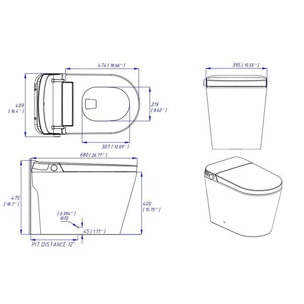Cascada Annecy Modern Bidet Smart Toilet with Auto Flush & Heated Seat - Image 16