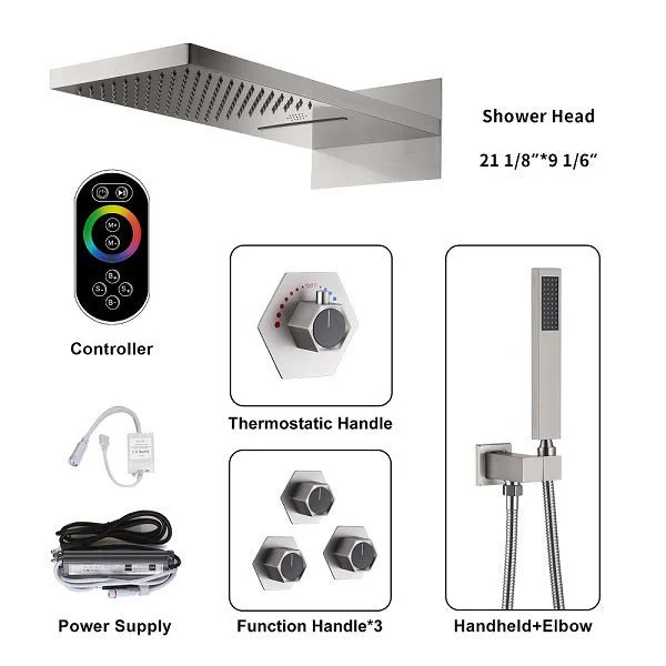 Cascada Aspen 9"x22" Brushed Nickel LED Shower System - Image 5