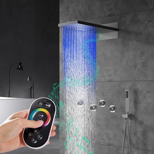 Cascada Aspen 9"x22" Brushed Nickel LED Shower System - Image 6