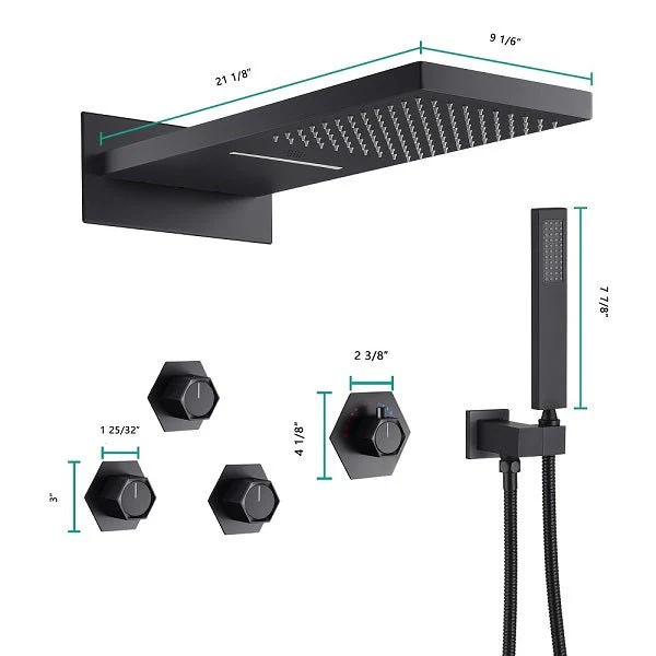 Cascada Aspen 9"x22" Matte Black LED Shower System - Image 7