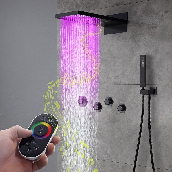 Cascada Aspen 9"x22" Matte Black LED Shower System - Image 8
