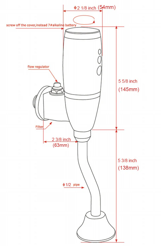 Cascada Automatic Sensor Toilet Urinal Flush Valve Intelligent Faucet Infrared Wall Mounted (Round) - Image 3