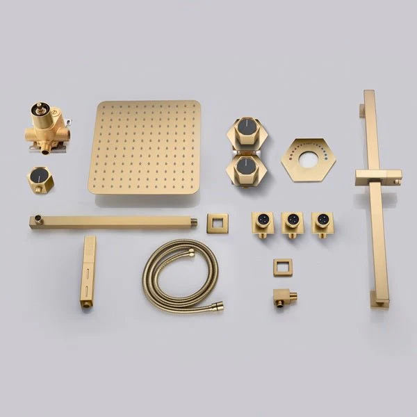 Cascada Barcelona 12" Brushed Gold Rain Shower Set - Image 4