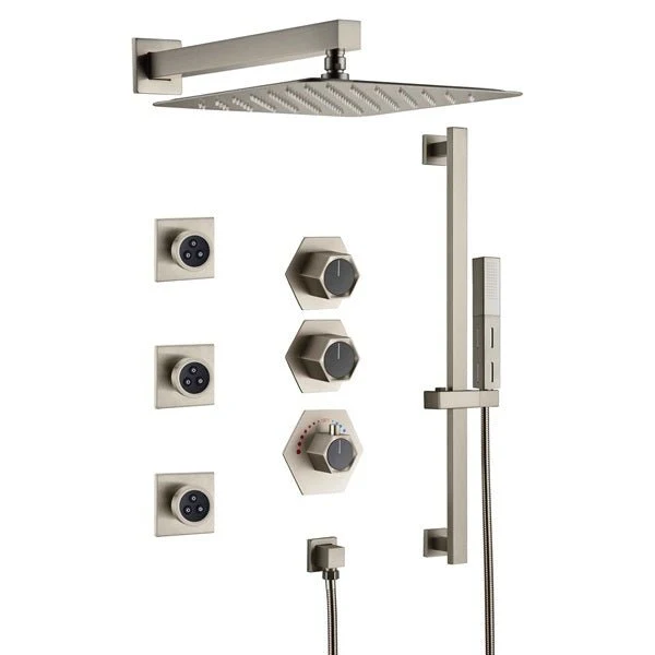 Cascada Barcelona 12" Brushed Nickel Rain Shower Set - Image 4