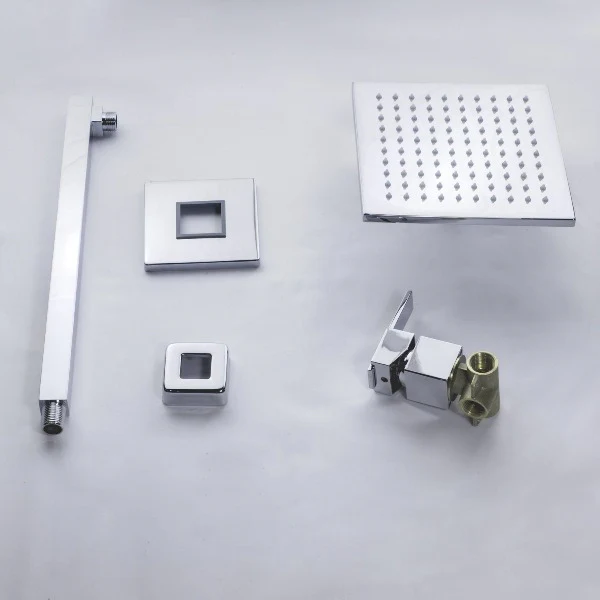 10” Rain Square Shower Set with Wall Mount Shower Arm - Image 6