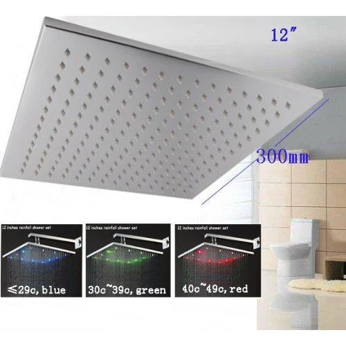 12” Rainfall Shower Set Head, Wall Mount Shower Arm - Brass Shower Head - Image 5