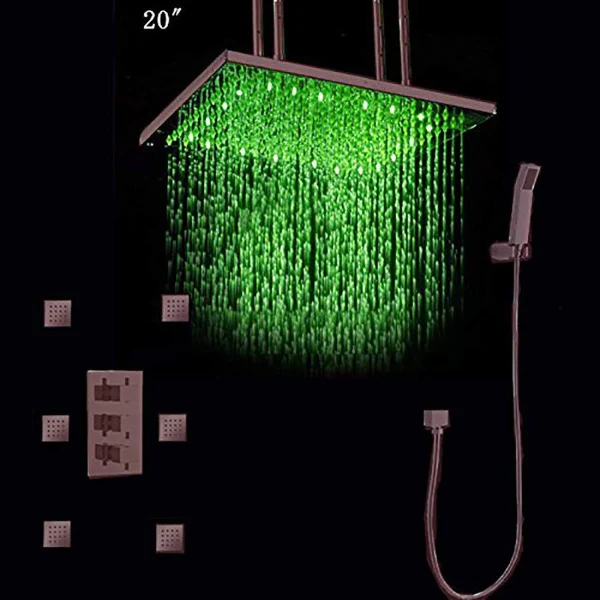 20" Luxury Rainfall Shower Head Set, Oil Rubbed Bronze Finish