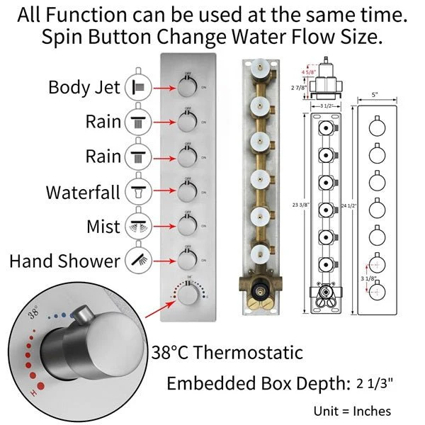 Cascada Bellagio 22" LED Music Dual Rainfall Shower System - Image 15