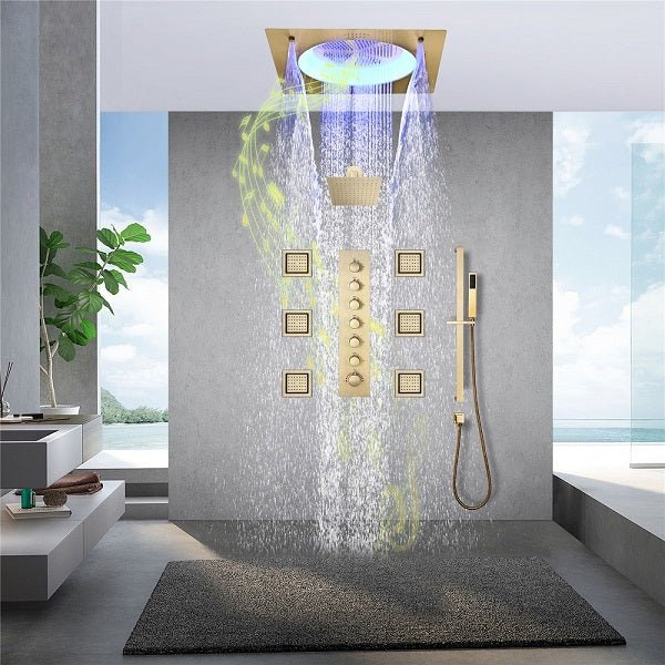 Cascada Bellagio 22" LED Music Dual Rainfall Shower System - Image 18