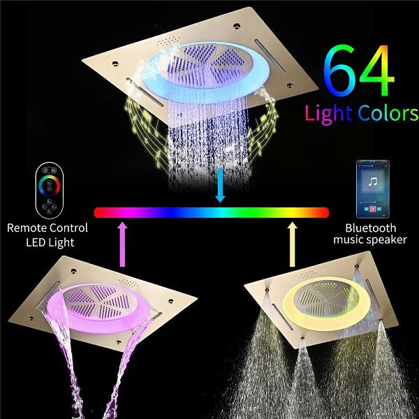 Cascada Bellagio 22" LED Music Dual Rainfall Shower System - Image 19