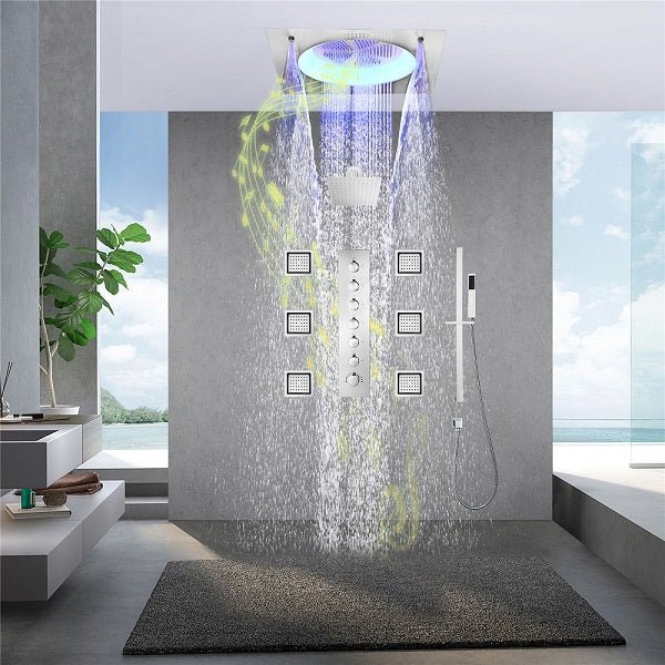 Cascada Bellagio 22" LED Music Dual Rainfall Shower System - Image 2