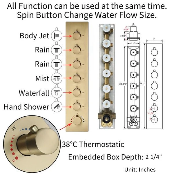 Cascada Bellagio 22" LED Music Dual Rainfall Shower System - Image 20