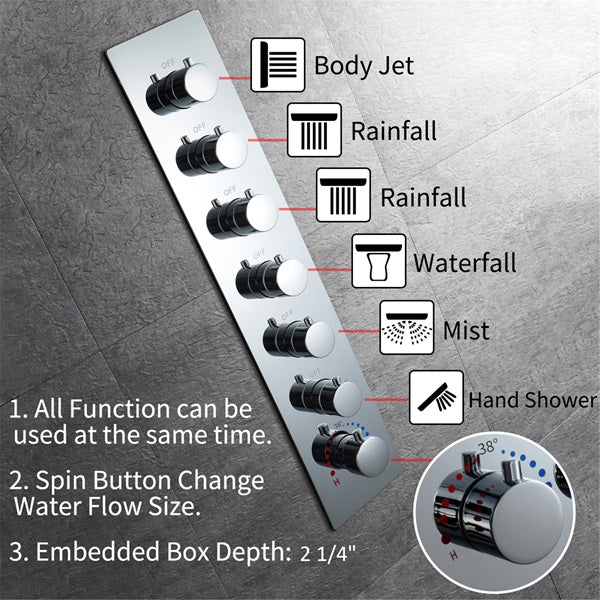 Cascada Bellagio 22" LED Music Dual Rainfall Shower System - Image 27