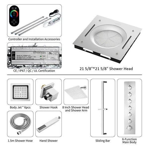Cascada Bellagio 22" LED Music Dual Rainfall Shower System - Image 29