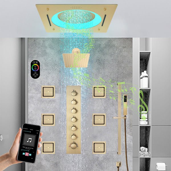 Cascada Bellagio 22" LED Music Dual Rainfall Shower System - Image 30