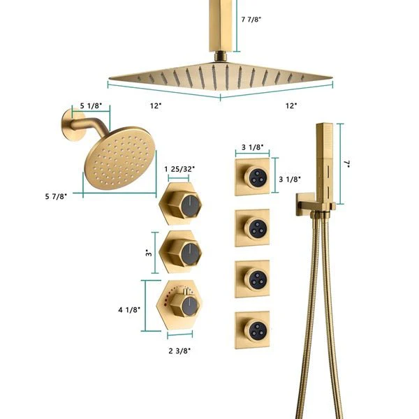 Cascada Bilbao 16" Brushed Gold Dual Shower Head System - Image 5