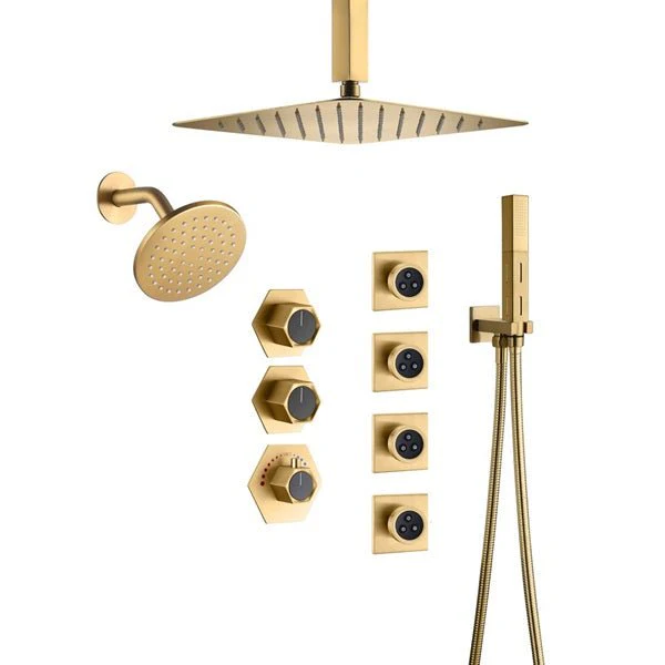 Cascada Bilbao 16" Brushed Gold Dual Shower Head System - Image 8