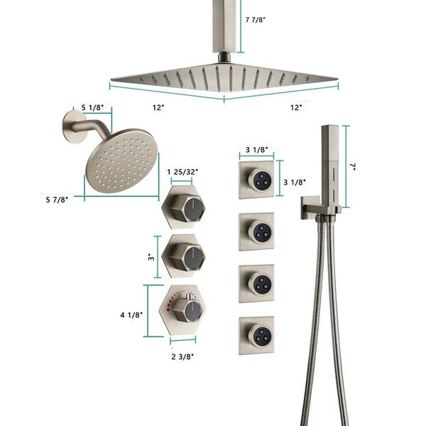 Cascada Bilbao 16" Brushed Nickel Dual Shower Head System - Image 4