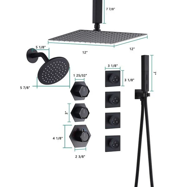 Cascada Bilbao 16" Matte Black Dual Shower Head System - Image 6