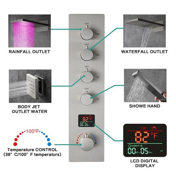 Cascada Bologna 9"x22" Bluetooth LED Digital Shower System - Image 3
