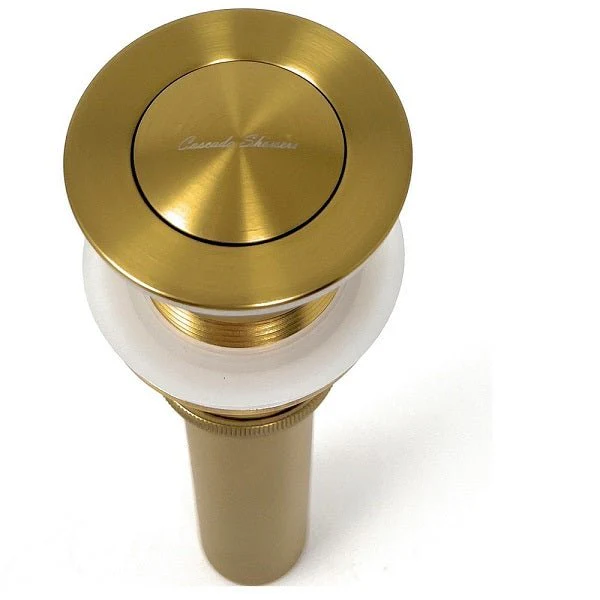 Cascada Brass Push-Button Drainer Pop-up Bathroom Sink Drain Stopper with Overflow - Image 7