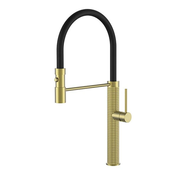 Cascada Brushed Gold Pull Down Kitchen Faucet With Sprayer