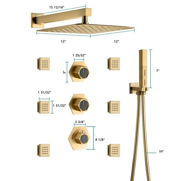 Cascada Camellia 12" Brushed Gold Shower System - Image 4