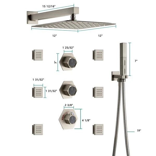 Cascada Camellia 12" Brushed Nickel Shower System - Image 3