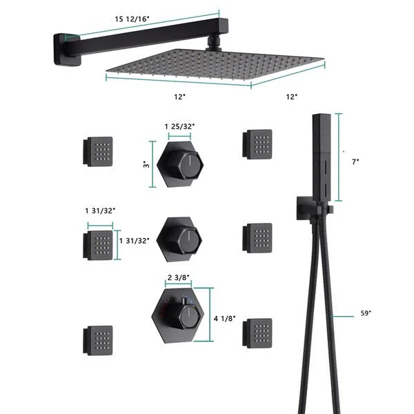 Cascada Camellia 12" Matte Black Shower System - Image 7