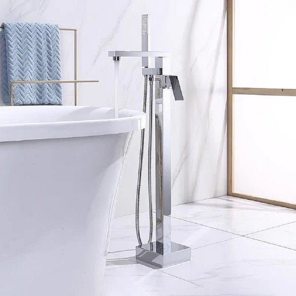 Cascada Capri Freestanding Bathtub Faucet with Hand Shower - Modern Square Design - Image 2