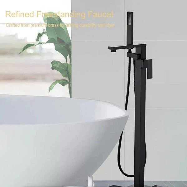 Cascada Capri Freestanding Bathtub Faucet with Hand Shower - Modern Square Design - Image 5