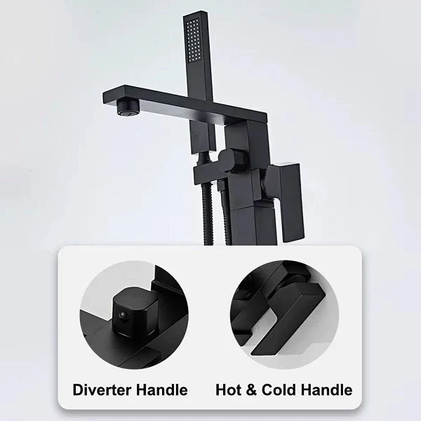 Cascada Capri Freestanding Bathtub Faucet with Hand Shower - Modern Square Design - Image 6