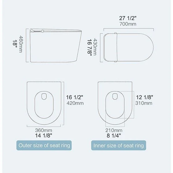 Cascada Capri Smart Toilet with Auto Open, Voice Control & Bidet Functions - Image 28