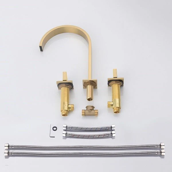 Cascada Brushed Gold Waterfall Sink Faucet with Dual Square Handles - Image 4