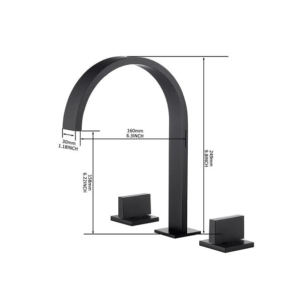 Cascada Matte Black Waterfall Bathroom Sink Faucet with Dual Square Knobs - Image 2