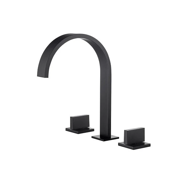 Cascada Matte Black Waterfall Bathroom Sink Faucet with Dual Square Knobs - Image 7