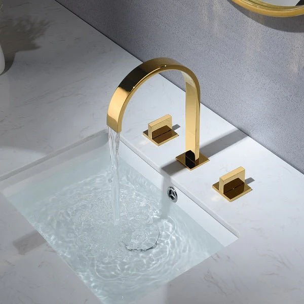 Cascada Polished Gold Bathroom Sink Faucet, Waterfall Spout with Dual Handles - Image 2